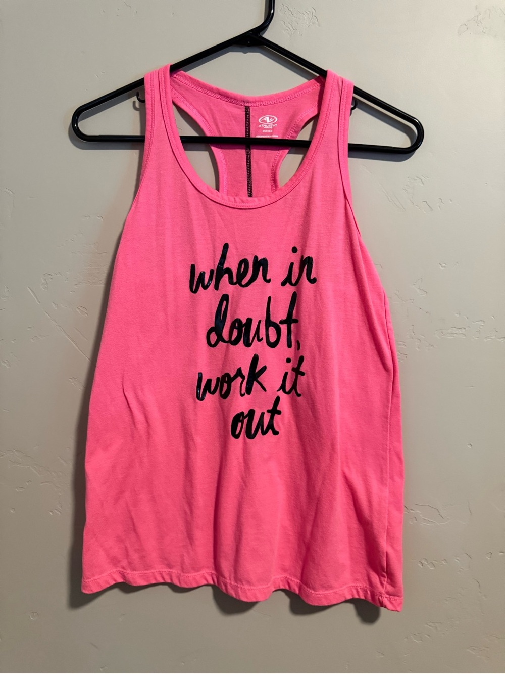 Athletic Works Hot Pink Racerback Tank with Black Script